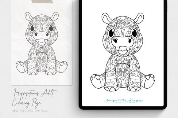 A Brand Designer's Review of the Hippopotamus Adult Coloring Page Graphic