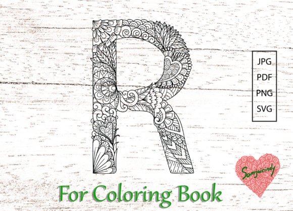 A Mandala Letter R Graphics Asset for Creative Coloring Pages