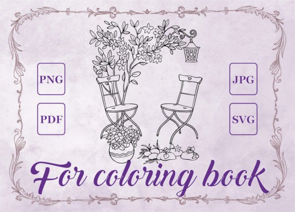 Chairs Under Adult Coloring Book Graphics & Pages Amp
