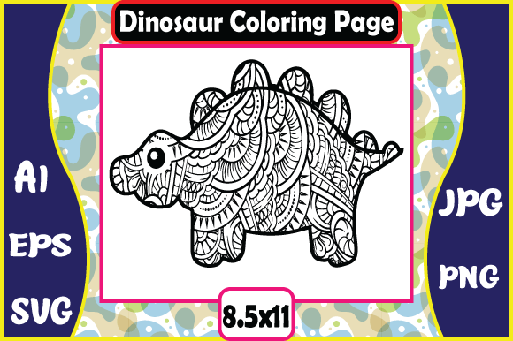 Dinosaur Mandala Coloring Pages 3 Graphics Review