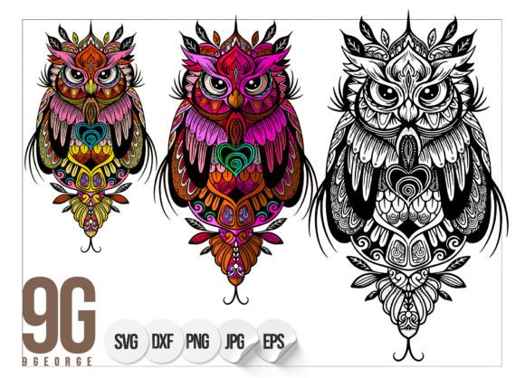 Elegant Owl Line Art Coloring Pages Amp Graphics