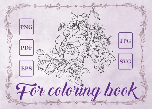 Floral Bouquet Butterfly Graphics & Coloring Pages Amp Review