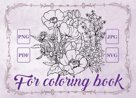Flowers Poppy Chamomile Coloring Book Graphics & Pages Amp