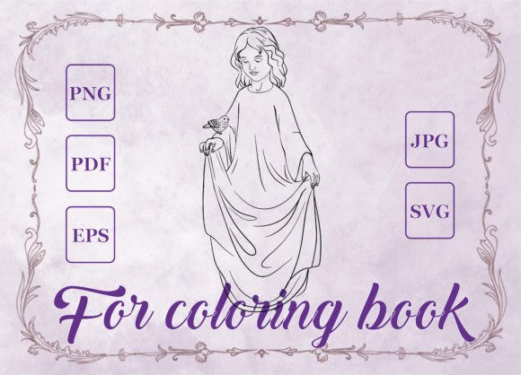 Girl Angel Adult Coloring Book: An Embroidery Designer's Take