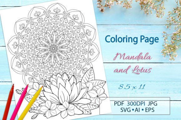 Lace Mandala and Lotus Graphics for Coloring Pages Amp
