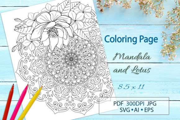 Lotus & Mandala Graphics for Coloring Pages Amp Projects