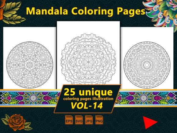 Mandala Coloring Pages Vol-14 Interiors: Graphics & Coloring Pages Amp Review