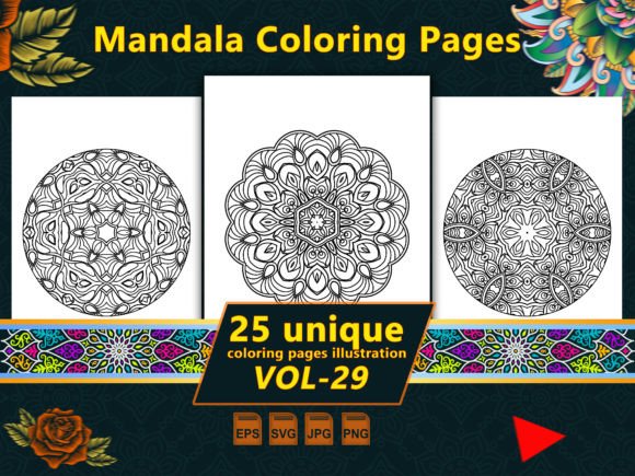 Mandala Coloring Pages Vol-29: Graphics & Coloring Pages Amp