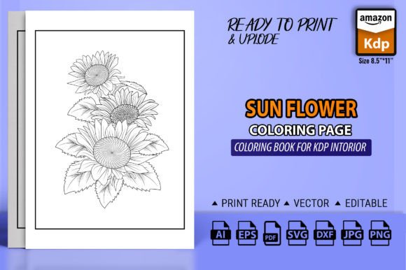 Sun Flower Coloring Pages: A Graphic Asset for Branding & Content